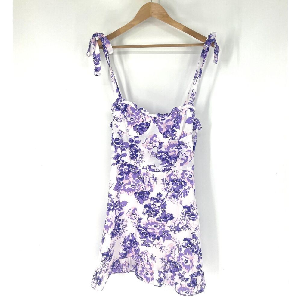 Aqua White and Purple Floral Mini Dress
